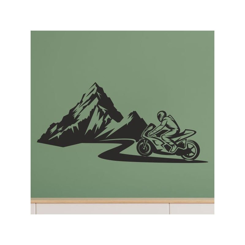 Wandaufkleber Wandtattoo Aufkleber Wand Tattoo Landschaft Berge Alpen Weg Kompass Hirsch Geweih Panorama Wandern Globus Biker