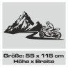 Wandaufkleber Wandtattoo Aufkleber Wand Tattoo Landschaft Berge Alpen Weg Kompass Hirsch Geweih Panorama Wandern Globus Biker
