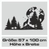Wandaufkleber Wandtattoo Aufkleber Wand Tattoo Landschaft Berge Alpen Weg Kompass Hirsch Geweih Panorama Wandern Globus Biker