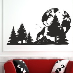 Wandaufkleber Wandtattoo Aufkleber Wand Tattoo Landschaft Berge Alpen Weg Kompass Hirsch Geweih Panorama Wandern Globus Biker