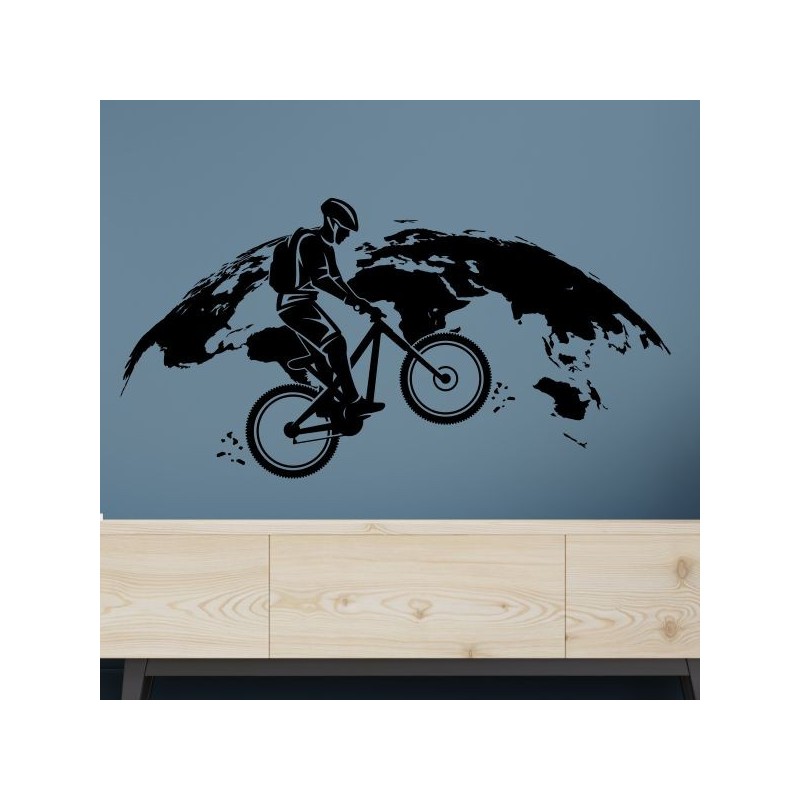 Wandaufkleber Wandtattoo Aufkleber Wand Tattoo Landschaft Berge Alpen Weg Kompass Hirsch Geweih Panorama Wandern Globus Biker