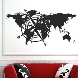 Wandaufkleber Wandtattoo Aufkleber Wand Tattoo Landschaft Berge Alpen Weg Kompass Hirsch Geweih Panorama Wandern Globus Biker