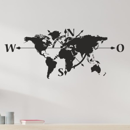 Wandaufkleber Wandtattoo Aufkleber Wand Tattoo Landschaft Berge Alpen Weg Kompass Hirsch Geweih Panorama Wandern Globus Biker