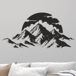 Wandaufkleber Wandtattoo Aufkleber Wand Tattoo Landschaft Berge Alpen Weg Kompass Hirsch Geweih Panorama Wandern Globus Biker