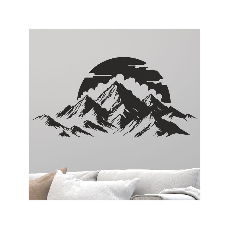 Wandaufkleber Wandtattoo Aufkleber Wand Tattoo Landschaft Berge Alpen Weg Kompass Hirsch Geweih Panorama Wandern Globus Biker