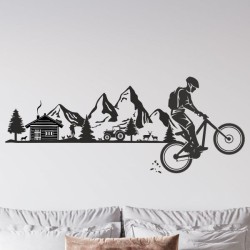 Wandaufkleber Wandtattoo Aufkleber Wand Tattoo Landschaft Berge Alpen Weg Kompass Hirsch Geweih Panorama Wandern Globus Biker