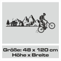 Wandaufkleber Wandtattoo Aufkleber Wand Tattoo Landschaft Berge Alpen Weg Kompass Hirsch Geweih Panorama Wandern Globus Biker