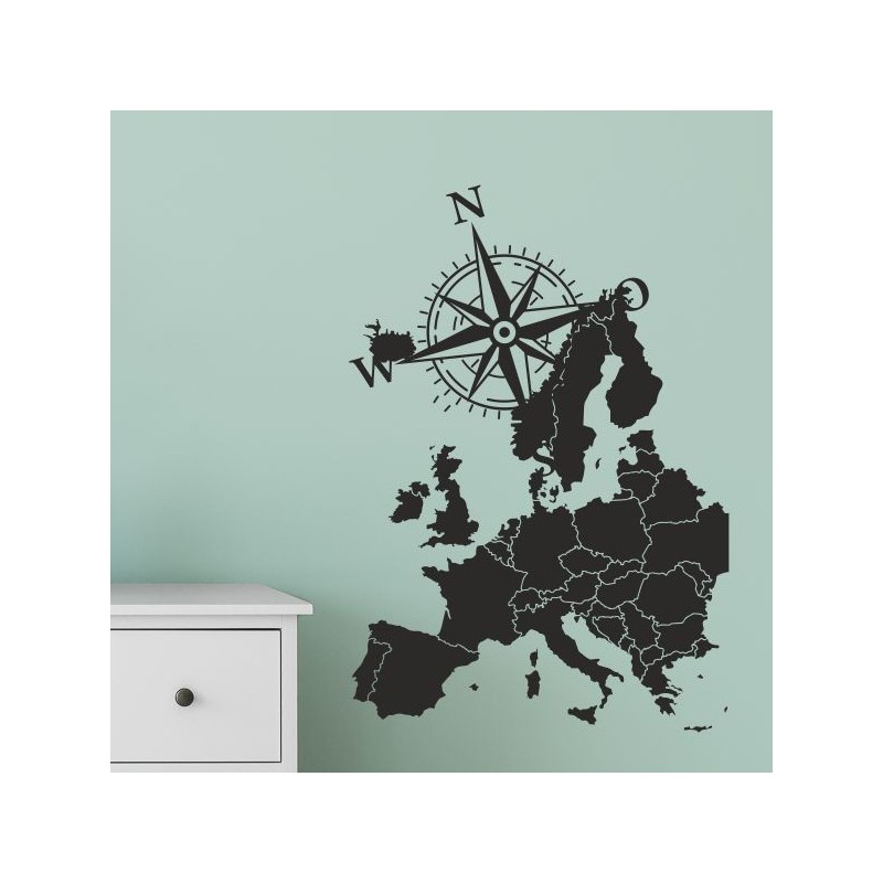 Wandaufkleber Wandtattoo Aufkleber Wand Tattoo Landschaft Berge Alpen Weg Kompass Hirsch Geweih Panorama Wandern Globus Biker