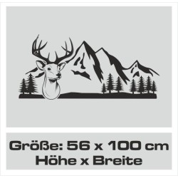 Wandaufkleber Wandtattoo Aufkleber Wand Tattoo Landschaft Berge Alpen Weg Kompass Hirsch Geweih Panorama Wandern Globus Biker