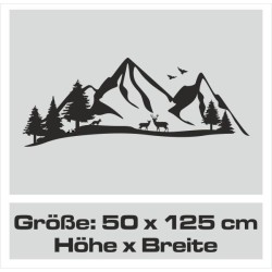 Wandaufkleber Wandtattoo Aufkleber Wand Tattoo Landschaft Berge Alpen Weg Kompass Hirsch Geweih Panorama Wandern Globus Biker