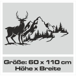 Wandaufkleber Wandtattoo Aufkleber Wand Tattoo Landschaft Berge Alpen Weg Kompass Hirsch Geweih Panorama Wandern Globus Biker