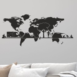Wandaufkleber Wandtattoo Aufkleber Wand Tattoo Landschaft Berge Alpen Weg Kompass Hirsch Geweih Panorama Wandern Globus Biker