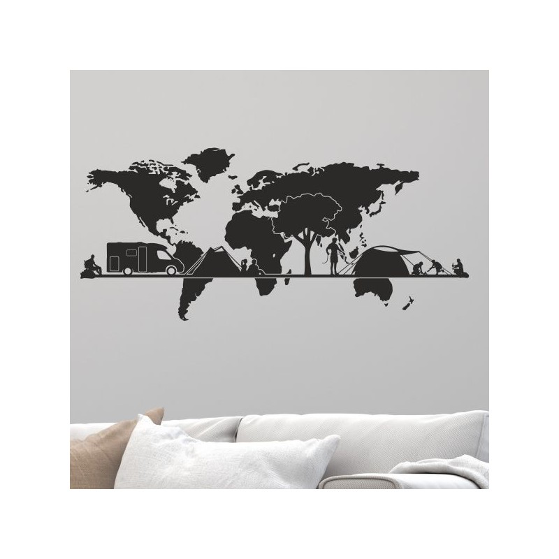 Wandaufkleber Wandtattoo Aufkleber Wand Tattoo Landschaft Berge Alpen Weg Kompass Hirsch Geweih Panorama Wandern Globus Biker