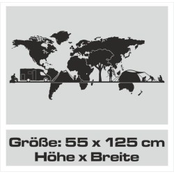 Wandaufkleber Wandtattoo Aufkleber Wand Tattoo Landschaft Berge Alpen Weg Kompass Hirsch Geweih Panorama Wandern Globus Biker