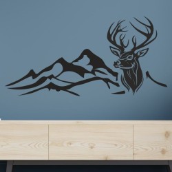 Wandaufkleber Wandtattoo Aufkleber Wand Tattoo Landschaft Berge Alpen Weg Kompass Hirsch Geweih Panorama Wandern Globus Biker