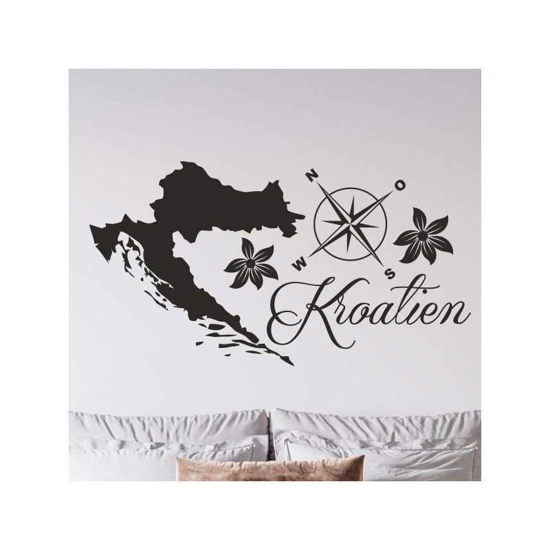 Wandaufkleber Wandtattoo Aufkleber Wand Tattoo Landschaft Berge Alpen Weg Kompass Hirsch Geweih Panorama Wandern Globus Biker