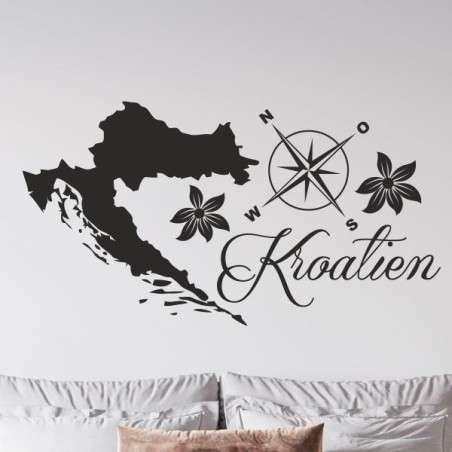 Wandaufkleber Wandtattoo Aufkleber Wand Tattoo Landschaft Berge Alpen Weg Kompass Hirsch Geweih Panorama Wandern Globus Biker