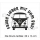 Turnbeutel Rucksack KULT Gym Sport Tasche Spruch "Fahre lieber mit dem BUS" Bulli Wagen Camper