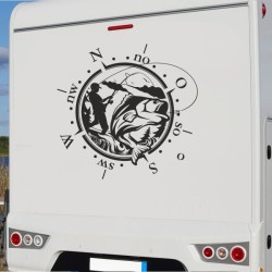 Aufkleber Wohnmobil Wohnwagen Reise Camping Auto Reisemobil Möwe Meer Kompass Globus Strand Palme Urlaub Spruch Familie Zuhause
