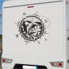 Aufkleber Wohnmobil Wohnwagen Reise Camping Auto Reisemobil Möwe Meer Kompass Globus Strand Palme Urlaub Spruch Familie Zuhause