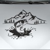 Aufkleber Auto Offroad 4x4 Safari Gelände Allrad Landschaft Hirsch Bär Off Road Safari Berge extreme Hirsch Jäger Angler Kompass