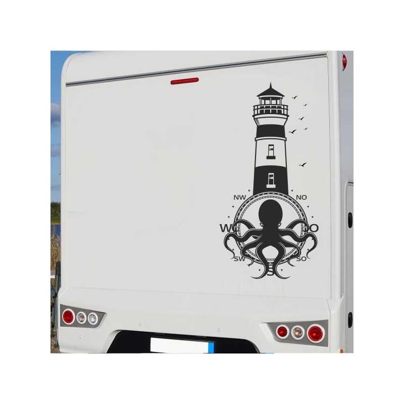 Aufkleber Wohnmobil Wohnwagen Reise Camping Auto Reisemobil Möwe Meer Kompass Globus Strand Palme Urlaub Spruch Familie Zuhause