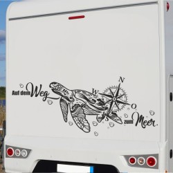 Aufkleber Wohnmobil Wohnwagen Reise Camping Auto Reisemobil Möwe Meer Kompass Globus Strand Palme Urlaub Spruch Familie Zuhause