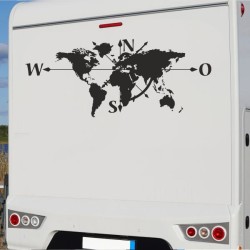 Aufkleber Wohnmobil Wohnwagen Reise Camping Auto Reisemobil Möwe Meer Kompass Globus Strand Palme Urlaub Spruch Familie Zuhause