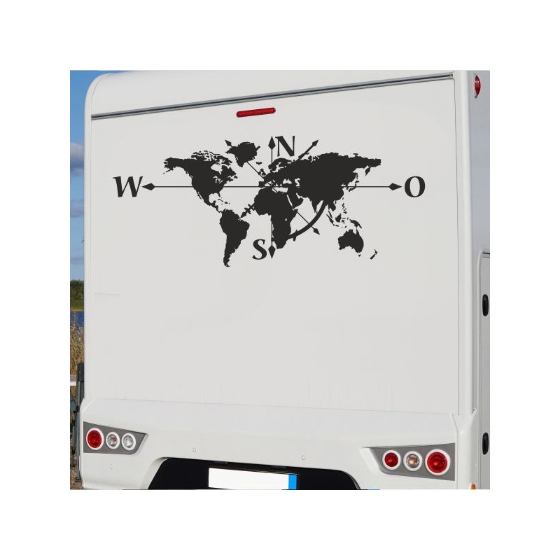 Aufkleber Wohnmobil Wohnwagen Reise Camping Auto Reisemobil Möwe Meer Kompass Globus Strand Palme Urlaub Spruch Familie Zuhause