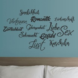 Wandaufkleber Wandtattoo Träume Dreams Traumfänger Feder Teufel Teufelchen Liebe Sex Leidenschaft Schriftzüge Feder Engel