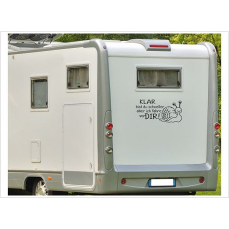 Wohnmobil Aufkleber "KLAR bist du schneller" SCHNECKE  Wohnwagen Caravan Camper WOMA