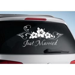 Aufkleber Just Married Ehe Hochzeit Paar Liebe Herz Ringe Datum Namen