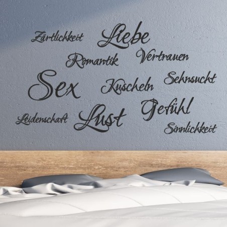 Wandaufkleber Wandtattoo Träume Dreams Traumfänger Feder Teufel Teufelchen Liebe Sex Leidenschaft Schriftzüge Feder Engel