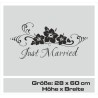 Aufkleber Just Married Ehe Hochzeit Paar Liebe Herz Ringe Datum Namen