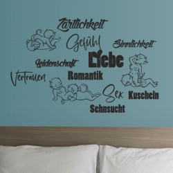 Wandaufkleber Wandtattoo Träume Dreams Traumfänger Feder Teufel Teufelchen Liebe Sex Leidenschaft Schriftzüge Feder Engel