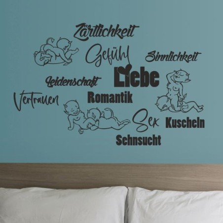Wandaufkleber Wandtattoo Träume Dreams Traumfänger Feder Teufel Teufelchen Liebe Sex Leidenschaft Schriftzüge Feder Engel