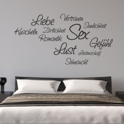 Wandaufkleber Wandtattoo Träume Dreams Traumfänger Feder Teufel Teufelchen Liebe Sex Leidenschaft Schriftzüge Feder Engel