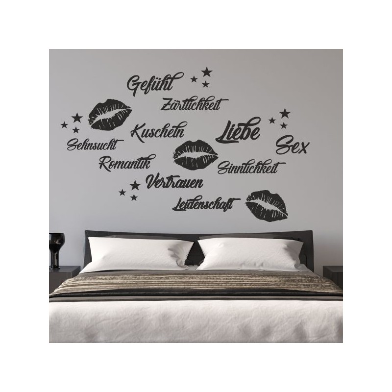 Wandaufkleber Wandtattoo Träume Dreams Traumfänger Feder Teufel Teufelchen Liebe Sex Leidenschaft Schriftzüge Feder Engel