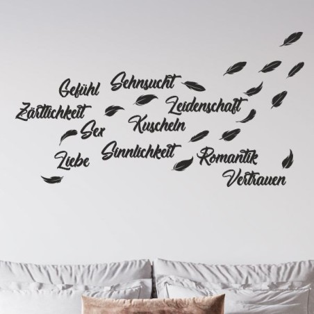 Wandaufkleber Wandtattoo Träume Dreams Traumfänger Feder Teufel Teufelchen Liebe Sex Leidenschaft Schriftzüge Feder Engel