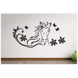 Wohnzimmer Pferd Pony Dekor Blüten Aufkleber Dekor Wandtattoo Wandaufkleber