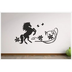 Wohnzimmer Pferd Pony Dekor Blüte Blume  Aufkleber Dekor Wandtattoo Wandaufkleber