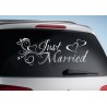 Aufkleber Just Married Ehe Hochzeit Paar Liebe Herz Ringe Datum Namen