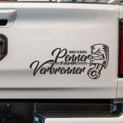 Aufkleber Auto Car Style Tattoo Fun Spruch Verbrenner Penner Kolben Diesel Benzin - kein Strom Elektro - E