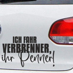 Aufkleber Auto Car Style Tattoo Fun Spruch Verbrenner Penner Kolben Diesel Benzin - kein Strom Elektro - E