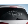 Aufkleber Just Married Ehe Hochzeit Paar Liebe Herz Ringe Datum Namen