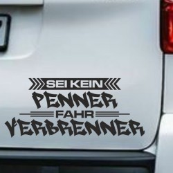 Aufkleber Auto Car Style Tattoo Fun Spruch Verbrenner Penner Kolben Diesel Benzin - kein Strom Elektro - E