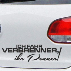 Aufkleber Auto Car Style Tattoo Fun Spruch Verbrenner Penner Kolben Diesel Benzin - kein Strom Elektro - E