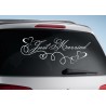 Aufkleber Just Married Ehe Hochzeit Paar Liebe Herz Ringe Datum Namen