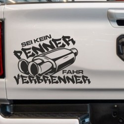 Aufkleber Auto Car Style Tattoo Fun Spruch Verbrenner Penner Kolben Diesel Benzin - kein Strom Elektro - E