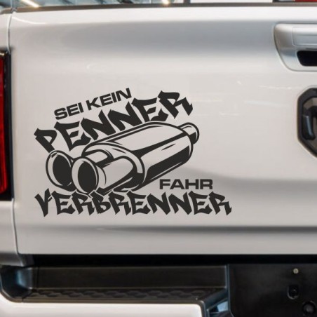 Aufkleber Auto Car Style Tattoo Fun Spruch Verbrenner Penner Kolben Diesel Benzin - kein Strom Elektro - E